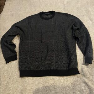 Roundtree & Yorke Cashmere Blend Herringbone Sweater Gray Large Preppy